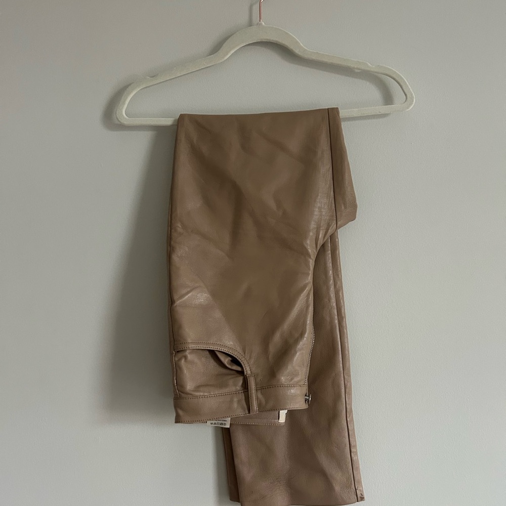 Aritzia Wilfred Beige Leather Trousers